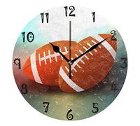 BEUSS Art Rugby Football Circular Wall Clock Round Plate Silent Non Ticking Clock for Kitchen Bedroom Home Office School Kid Boys Girls Clocks Decor