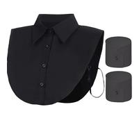 Beut Bucf &Co Black Fake Collar with Fake Cuffs Layering Half Shirts Detachable Collar for Blouses & Button-Down Shirts, Black, One size