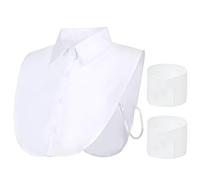 Beut Bucf &Co White Fake Collar with Fake Cuffs Layering Half Shirts Detachable Collar for Blouses & Button-Down Shirts, White