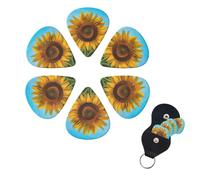 Beutiful Guitar Picks Set of 6 Sunflower Print Guitar Picks with Storage Box Organizer for Personalized Guitars for Men Women Guitar Accessory Ukulele for