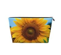Beutiful_Sunflower Prints PVC Leather Travel Toiletry Bag with Gold Zippers, Waterproof Cosmetic Organiser for Makeup, Toiletries & Essentials