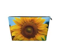 Beutiful_Sunflower Prints PVC Leather Travel Toiletry Bag with Silver Zippers, Waterproof Cosmetic Organiser for Makeup, Toiletries & Essentials