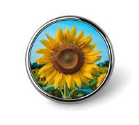 Beutiful Sunflower Round Brooch Pin Aluminum Alloy Lapel Badge with Art Design Decorative Pin for Jackets Backpacks Fashion Accessory for Daily Wear And Party Decoration