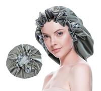 Beutyme Silk Bonnet for Sleeping Satin Bonnets Double Layer Reversible Hair Cap Bonnet for Women Long Curly Braid Hair, Charcoal, M/L