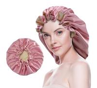 Beutyme Silk Bonnet for Sleeping Satin Bonnets Double Layer Reversible Hair Cap Bonnet for Women Long Curly Braid Hair (Dusty Pink)