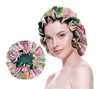 Beutyme Silk Bonnet for Sleeping Satin Bonnets Double Layer Reversible Hair Cap Bonnet for Women Long Curly Braid Hair (Floral 3)