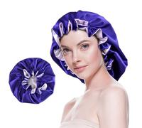 Beutyme Silk Sleep Cap Double Layer Reversible Satin Beanie Hat for Women Long Curly Hair Braided