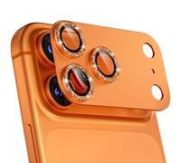 beuxece Compatible for iPhone 17 Pro Max Camera Lens Protector, Matte Metal Tempered Glass Rear Camera Screen Cover Accessories [Military Grade Shatterproof] [Strong Adsorption] - Glitter Orange