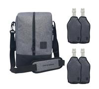 BEV Bag Drinks Carrier (Pewter Grey) + 4 Wine Cooler Sleeves - Insulated Wine Bag Gift Set for Picnics, Parties & Christmas Gifting (5)