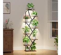 BEVAURORA Plant Stand Indoor With Grow Lights - Corner Plant Stand For Indoor Plants, 51" Lighted Plant Shelf Indoor, 8 Tiered Tall Flower Holder, Dsiplay Rack For Living Room, Hallway, Home Décor