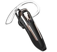 BEVCEFCC Bluetooth Headsets with Noise Canceling Mic Single Earphones Wireless Bluetooth Headset 30Hrs Talking Time Handsfree Bluetooth Earpiece Two Device Connection for Business/Driving Gold