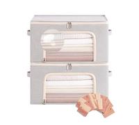 Beveetio 2-Pack Large Sweater Storage Bags with Natural Cedar Blocks, Breathable Clothes Storage Bags with Mesh Window & Handles for Cashmere, Wool, Knitwear & Blankets, 17.3 x 17.3 x 13.4 in-Grey