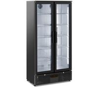 Royal Catering RC-BC004 Beverage Cooler 458 L Black Drinks Refrigerator Commercial Wine Cooler Commercial Beer Cooler (Powder-Coated Steel, Double-Walled Tempered Glass, Double Doors)