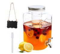 Beverage Dispenser 4L Glass Water Dispenser with Stainless Steel Spigot and Fruit Infuser for Parties BBQ Picnic Weddings and Events