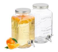 Beverage Dispenser Drinks Water Holder Pitcher Glass Container 3.5L Set of 2