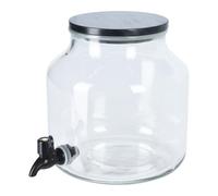 Beverage Dispenser Glass 5,2 L With Tap & Wood Lid Water Juice