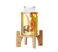 Beverage Dispenser, Glass Drink Dispenser with Bamboo Stand and Stainless Steel Faucet for Beer Wine Scotch Bourbon Lemonade Liquor Party Drink,15L