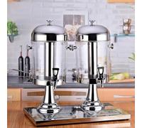 Beverage Dispenser Multi-Purpose Hot and Cold Juice Container, Commercial Use for Wedding and Restaurant - 16L Capacity, Double Head (Silver DoubleHead16L)