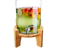 Beverage Dispenser Stand,Wooden Round Base - Counter Lemonade Dispenser Holder | for Event Catering Restaurant Wedding Buffet Outdoor Church Potlucks School