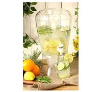 Beverage Dispenser with Ice Core, BPA-Free Plastic, Fruit Infuser, White Spigot