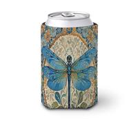 Beverage Sleeve Hand Painted Blue Dragonfly Iced Coffee Insulator for Iced & Hot Drinks Reusable Coffee Coolies Sleeves