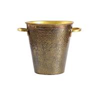 Beverage Tub Japanese Handmade Hammered Brass Insulated Ice Bucket with Gold Handles Retro Metal Buckets, Beverage Tub Champagne for Business and Family Party(Large)