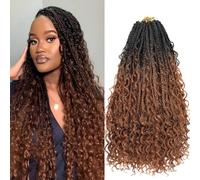 Beverlee 18 Inch Boho Box Braids 8 Bundles Goddess Box Braids Box Braids with Curly Ends Crochet Hair Synthetic Hair for Women 1B