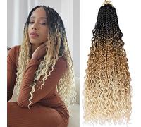 Beverlee 24 Inch 8 Bundles Boho Braids Goddess Braids Crochet Hippie Bohemian Braids Braids with Curly Ends Messy Pre Tied Synthetic