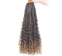 Beverlee Boho Braids 18 Inch 8 Packs Goddess Braids Bohemian Braids Crochet Box with Curly Ends Synthetic Crochet Hair for Muj