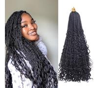 Beverlee Goddess Box Braids Crochet Hair 22 Inch - 8 Packs Boho Bohemian Braids With Curly Ends - Messy Pre-looped Synthetic Hair for Women