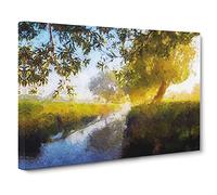 Beverley Brook River In London Modern Art Canvas Wall Art Print Ready to Hang, Framed Picture for Living Room Bedroom Home Office Décor, 30x20 Inch (76x50 cm)
