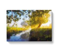 Beverley Brook River In London Modern Art Canvas Wall Art Print Ready to Hang, Framed Picture for Living Room Bedroom Home Office Décor, 50x35 cm (20x14 Inch)