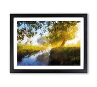 Beverley Brook River In London Modern Art Framed Wall Art Print, Ready to Hang Picture for Living Room Bedroom Home Office Décor, Black A4 (34 x 25 cm)