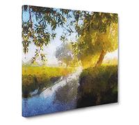 Beverley Brook River in London Modern Canvas Wall Art Print Ready to Hang, Framed Picture for Living Room Bedroom Home Office Décor, 14x14 Inch (35x35 cm)