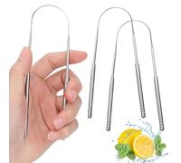 Beverly Healthcare Tongue Scraper 2-Pack, U-Shaped Stainless Steel Tongue Cleaner for Adults & Kids - Durable, Reusable & Easy to Clean, Gentle on Tongue, Helps Reduce Bad Breath
