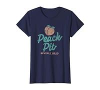 Beverly Hills 90210 Peach Pit Logo T-Shirt, Women, Navy Blue, XX-Large