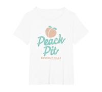 Beverly Hills 90210 Peach Pit Logo T-Shirt, Women's Plus, White, 1X