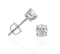 Beverly Hills Jewelers IGI Certified 1 Carat Lab Grown Diamond Stud Earrings for Women in 14k White Gold with Secure Screw Back D-E Color by