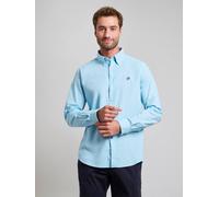 Beverly Hills Polo Club Men's BUTTON DOWN LINEN BLEND SHIRT in Blue | Size: Large Beverly Hills Polo Club Blue L