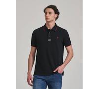 Beverly Hills Polo Club Men's TIPPED PLACKET TAG POLO SHIRT in Black | Size: Medium Beverly Hills Polo Club Black M