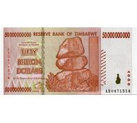 Beverly Oaks Zimbabwe 50 Billion Dollar Bank Note 2008 Uncirculated