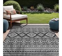 Beverly Rug Waikiki Boho Indoor Outdoor Rug 8x10, Washable Outside Carpet for Patio, Deck, Porch, Bohemian Area Rug, Farmhouse Rugs, Aztec Tribal Rug, Black and White