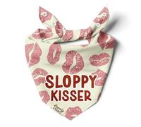 BeverlyPaws Funny Snap-On Dog Bandana for Small Medium Large Pets, Dogs Cats Adjustable Handkerchief Scarf for Girl & Boy, Cute Puppy Apparel & Accessories (Sloppy Kisser, X-Large)
