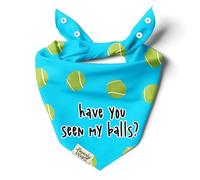 BeverlyPaws Funny Snap-On Dog Bandana for Small Medium Large Pets, Dogs Cats Adjustable Handkerchief Scarf for Girl & Boy, Cute Puppy Apparel & Accessories (Have You Seen My Balls, Medium)