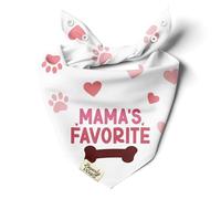 BeverlyPaws Funny Snap-On Dog Bandana for Small Medium Large Pets, Dogs Cats Adjustable Handkerchief Scarf for Girl & Boy, Cute Puppy Apparel & Accessories (Mama's Favorite, Medium)