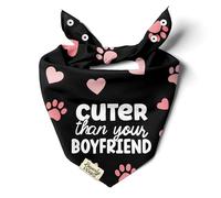 BeverlyPaws Funny Snap-On Dog Bandana for Small Medium Large Pets, Dogs Cats Adjustable Handkerchief Scarf for Girl & Boy, Cute Puppy Apparel & Accessories (Cuter Than Your BF, Large)