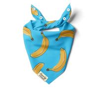 BeverlyPaws Snap-On Dog Bandana for Small Medium Large Pets, Dogs Cats Adjustable Handkerchief Scarf for Girl & Boy, Funny Cute Puppy Apparel & Accessories (Turquoise Banana, Small)