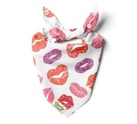 BeverlyPaws Snap-On Dog Bandana for Small Medium Large Pets, Dogs Cats Adjustable Handkerchief Scarf for Girl & Boy, Funny Cute Puppy Apparel & Accessories (Kisses, Medium)