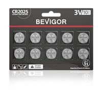 BEVIGOR 2025 Battery Compatible with Medical and Fitness Devices CR2025 Lithium 3V Coin Battery for Child Safety, Suitable for Key Fobs,Car Remote, Watch, 10Pcs