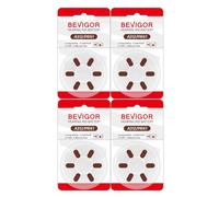 BEVIGOR 312 Hearing Aid Batteries, 24 High Capacity Mercury-Free Premium Hearing Aid Batteries, Easy Replacement, 4x6 Pack PR41 Brown